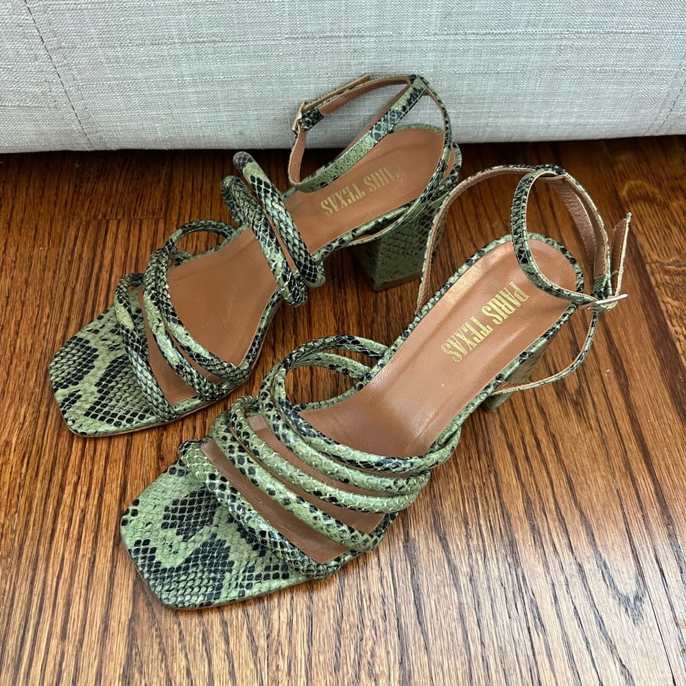 paris texas green snakeskin heels